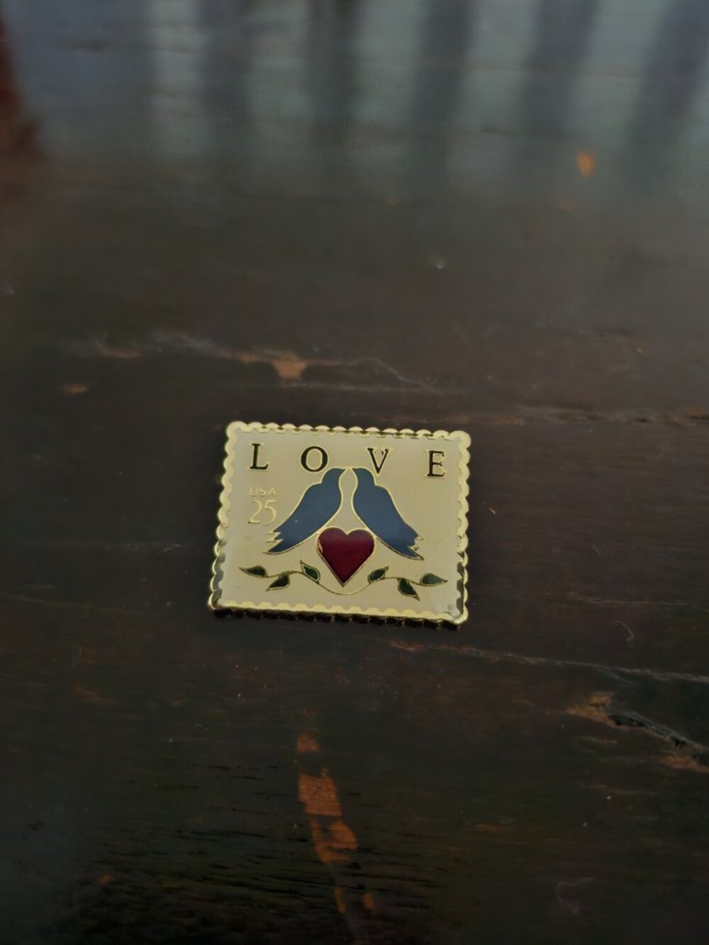 Vintage 1988 Johnathan Grey USPS Commemorative Love Stamp Enameled Pin Brooch